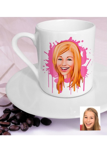 Kişiye Özel Kadın Karikatürlü Türk Kahvesi Fincanı-31