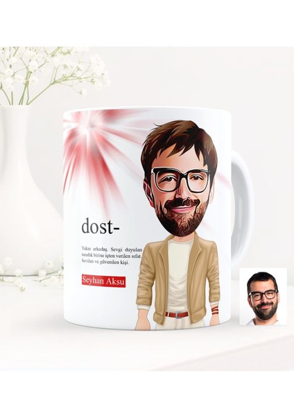 Kişiye Özel Dost Karikatürlü Beyaz Kupa Bardak - 1