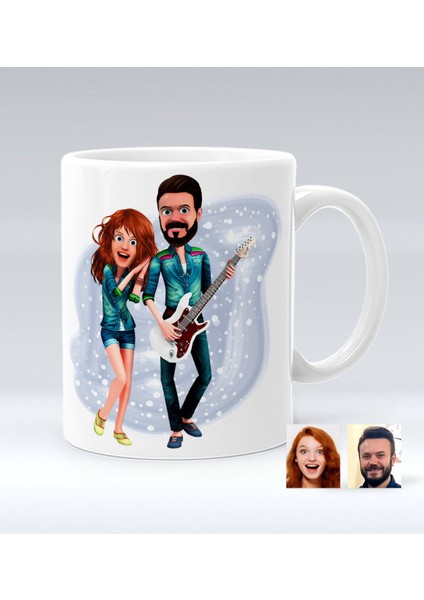 Kişiye Özel Sevgililer Animasyon Karikatürlü Beyaz Kupa Bardak-31