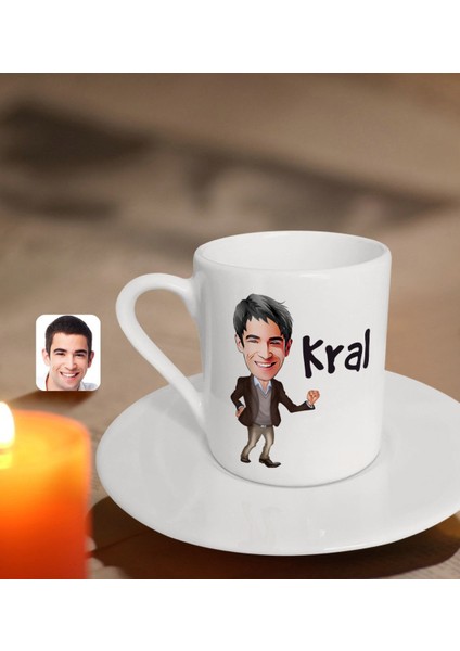 Kişiye Özel Erkek Kral Karikatürlü Türk Kahvesi Fincanı-2