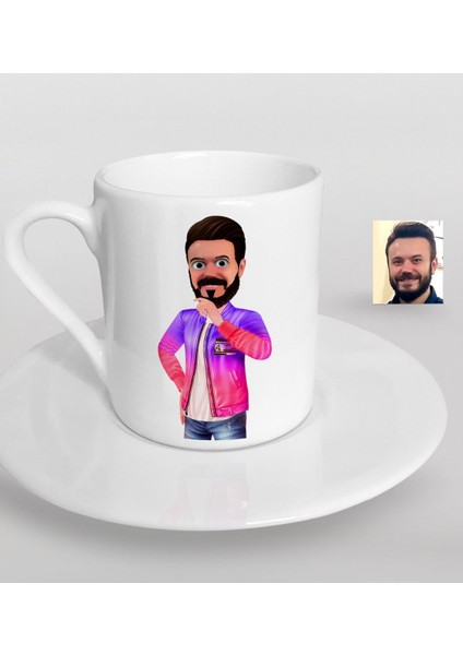 Kişiye Özel Erkek Animasyon Karikatürlü Türk Kahvesi Fincanı-36