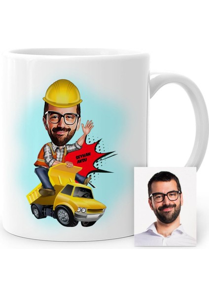 Kişiye Özel Bay Yol Mühendisi Karikatür Beyaz Kupa Bardak - 1