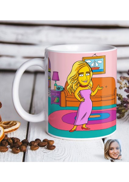 Kişiye Özel The Simpsons Kadın Figürlü Beyaz Kupa Bardak-1