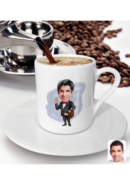 Gift Kişiye Özel Erkek Avukat Karikatürlü Türk Kahvesi Fincanı-5