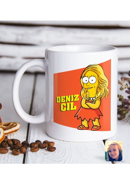 Kişiye Özel The Simpsons Kız Çocuk Figürlü Beyaz Kupa Bardak-2