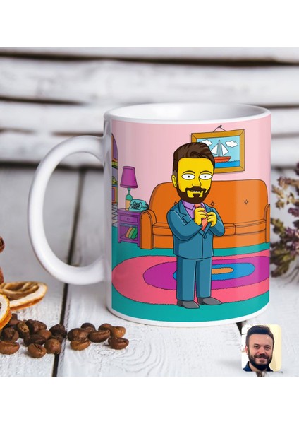 Kişiye Özel The Simpsons Erkek Figürlü Beyaz Kupa Bardak-1