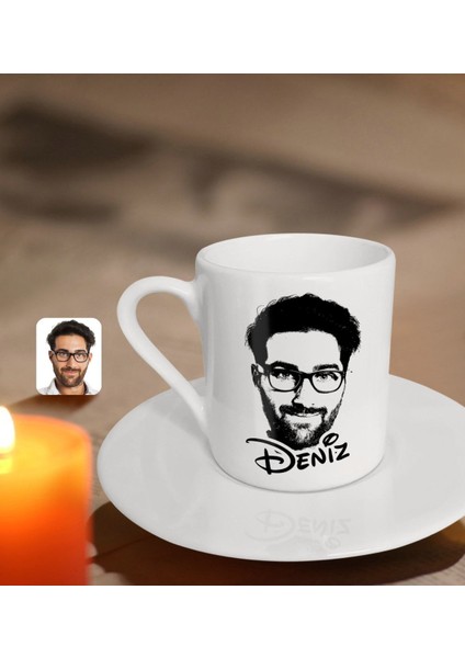 Kişiye Özel Isimli Erkek Silüet Türk Kahvesi Fincanı-1