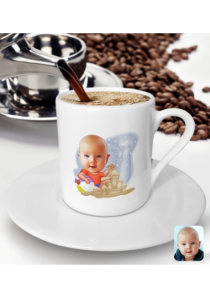 Gift Kişiye Özel Tatilci Çocuk Karikatürlü Türk Kahvesi Fincanı-2