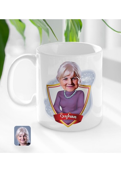 Kişiye Özel Isimli Büyükanne Karikatürlü Beyaz Kupa Bardak-1