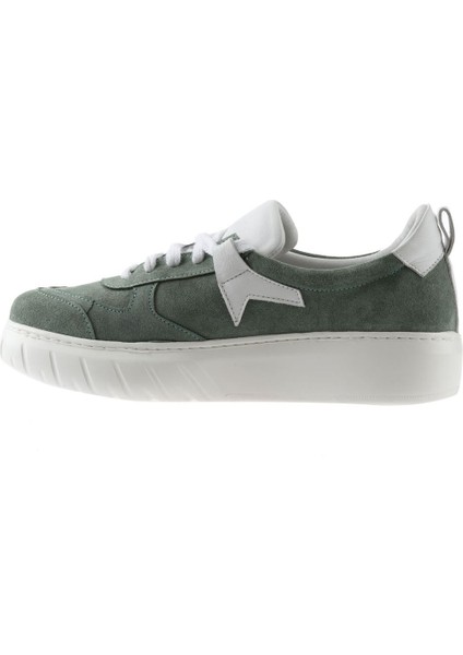 Haki Beyaz Deri Kadın Spor Ayakkabı fırsatları