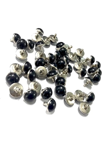 50 Set Metal Dıy Deri Aksesuarları Için 10MM Dome Perçin Çiviler Siyah(Yurt Dışından)