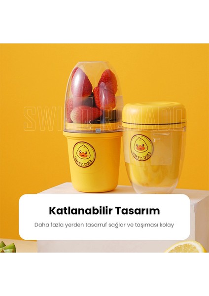 300 ml USB Şarj Edilebilir Sevimli Taşınabilir Mini Blender - Sarı (Yurt Dışından)