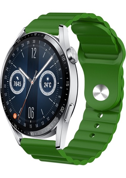 Huawei Için Gt3 42MM 20MM Oluklu Silikon Saat Bandı Yeşil (Yurt Dışından) modelleri