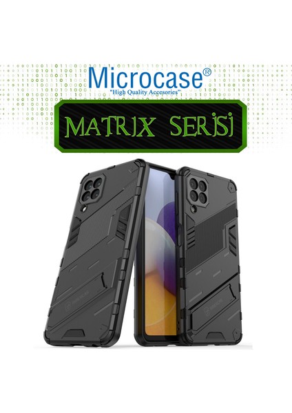 Samsung Galaxy M32 Matrix Serisi Armor Standlı Perfect Koruma Kılıf - Siyah