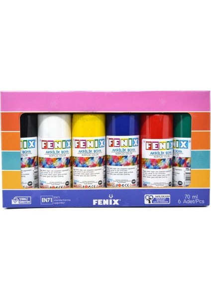 6 Renk Akrilik Boya 6X70 ml