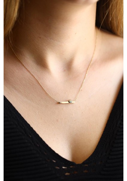 Firuze Taşlı Plaka Kirpik Altın Kolye fiyatları