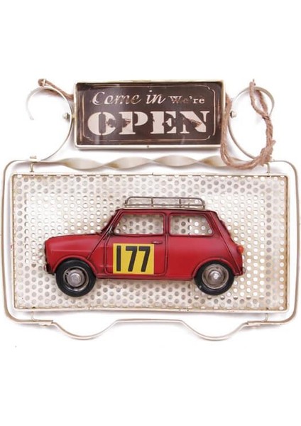 Dekoratif Metal Kapı Yazısı Araba Dekorlu Vintage Hediyelik