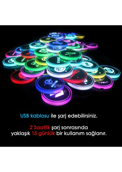 Audi Uyumlu Ledli Bardaklık Altı USB Şarjlı