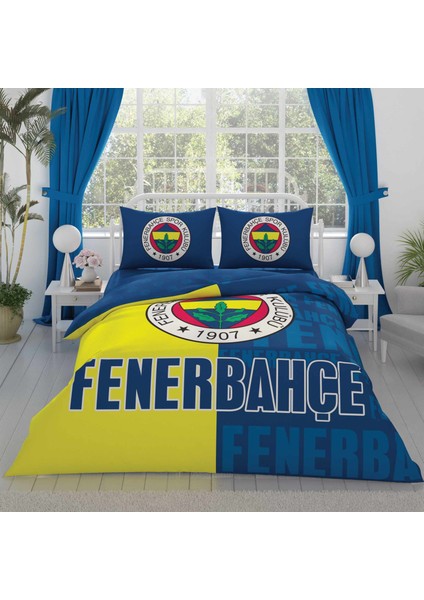 - Fenerbahçe Parçalı Logo Lisanslı Çift Kişilik Nevresim Takımı