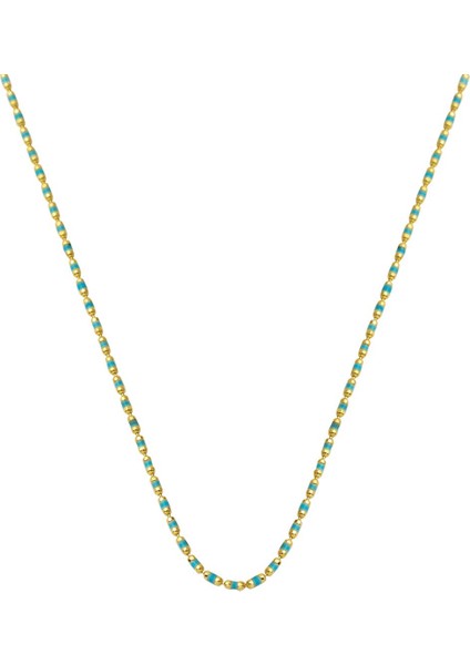 Turkuaz Mineli 14 Ayar Altın Zincir Kolye