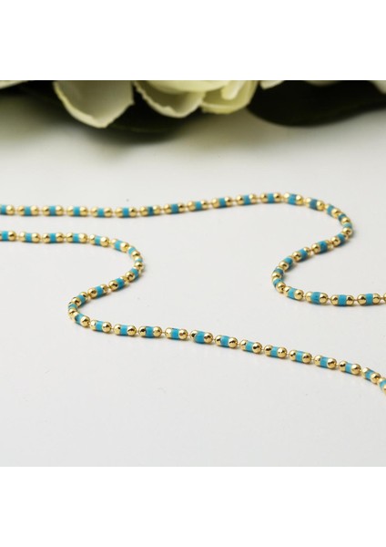 Turkuaz Mineli 14 Ayar Altın Zincir Kolye indirimleri