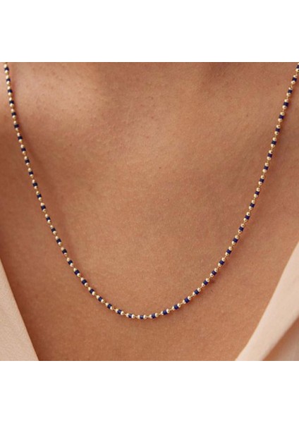 Lacivert Mineli Kolye Bileklik Altın Set modelleri