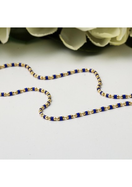 Lacivert Mineli Kolye Bileklik Altın Set indirimleri