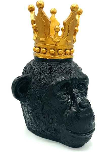 Dekoratif Polyester Kral Maymun Heykel Biblo 31X24 cm