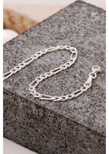 Figaro 3 mm 20 cm Gümüş Erkek Zincir Bileklik 3987 modelleri