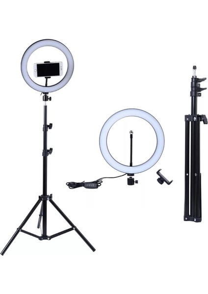 Ring Light LED Sürekli Işık 14INÇ " Youtuber Light Kuaför Işığı Işık Ayaklı Tripod (Halka Çapı 36CM)