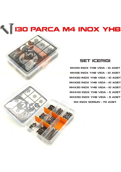 130 Parça M4 Inox Yhb Vida ve Somun Seti