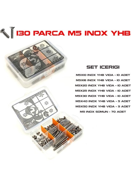 130 Parça M5 Inox Yhb Vida ve Somun Seti
