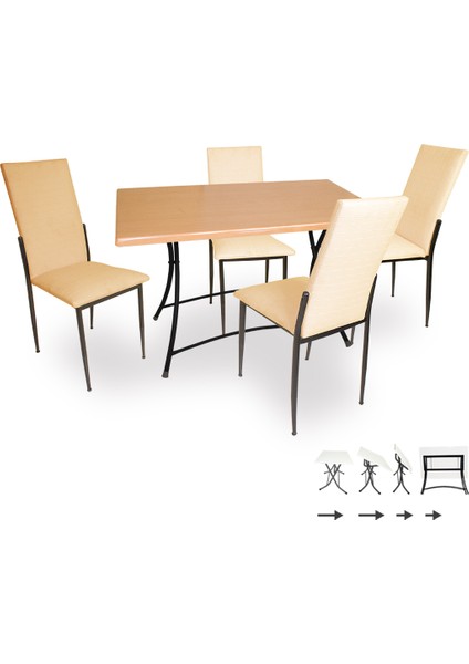 Modern Katlanır Werzalit-Gözde Mutfak Masa Takımı - Kapiçino