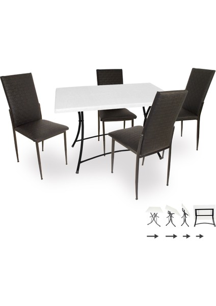 Modern Katlanır Werzalit-Gözde Mutfak Masa Takımı - Siyah