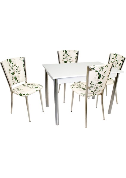 Akasya Kapitoneli Mutfak Masa Takımı (Deri) - Yeşil