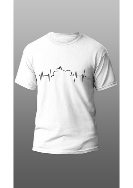 Kalp Ritimli Chopper Motorcu T-Shirt, Motorcu T-Shirt, Motorsiklet T-Shirt
