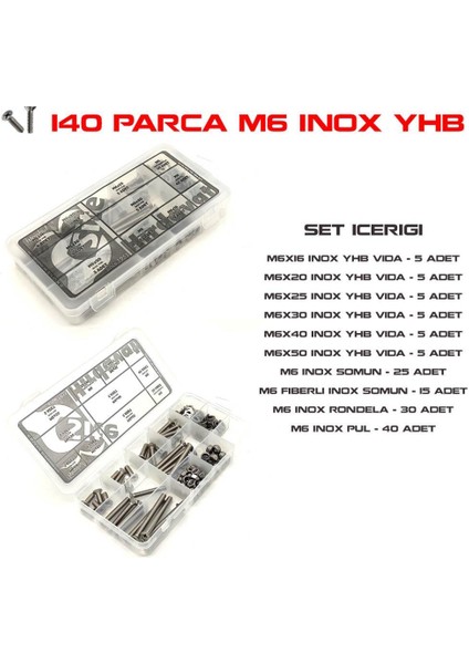 140 Parça M6 Inox Yhb Vida Somun ve Pul Seti