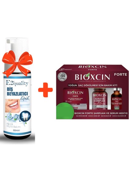 E2'Quality Diş Beyazlatıcı Köpük + Bioxin Forte Yoğun saaç döökülmesi Için Bakım Kiti