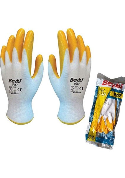 Pn7 Sarı Nitril Eldiven XL/10 Beden 12 Çift