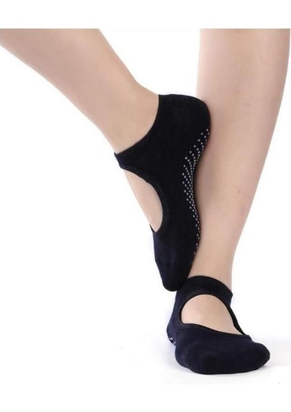 Kaydırmaz Taban Siyah Plates Yoga Çorabı