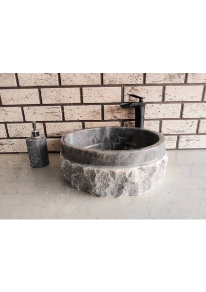 Akm Dekor Grey  Natural Patlatma  Mermer  Lavabo