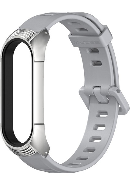 Xiaomi Mı Band Için 6/5/4/3 Silikon Kayış, Stil: Tf Case Gri+Gümüz (Yurt Dışından)