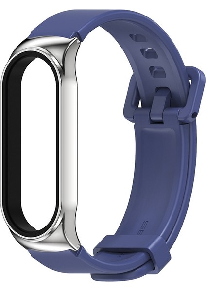 Xiaomi Mi Band 3/4/5/6 Midnight Blue+Gümüş Için Silikon Saat Band (Yurt Dışından)