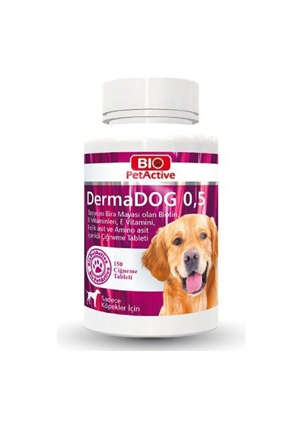 Pet Active Dermadog Küçük Irk Köpekler Için Sarımsaklı Maya Tableti 150 Adet 75 gr