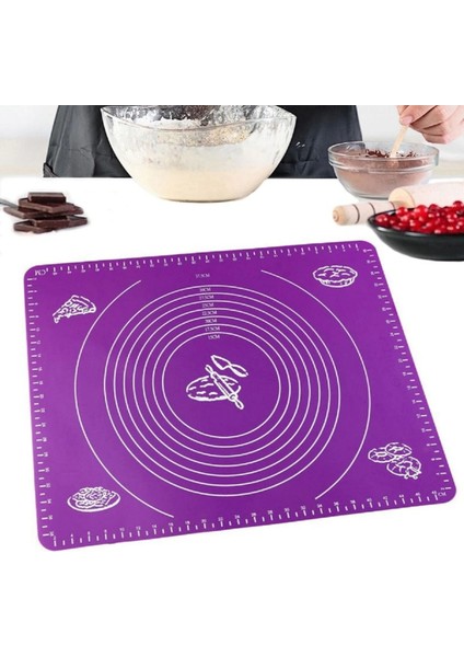 Silpat Hamur Açma Silikon Pasta Fırın Hamur Matı Mor Büyük Boy