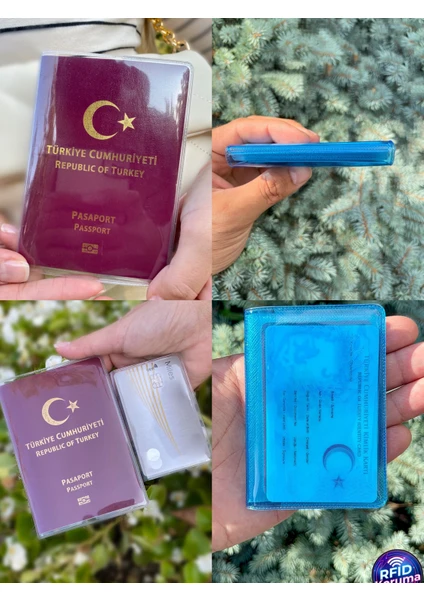 Premium Şeffaf Pasaport Kılıfı ve Neon Cüzdan Kartlık Seyahat Için Pasaport Kabı + Cüzdan