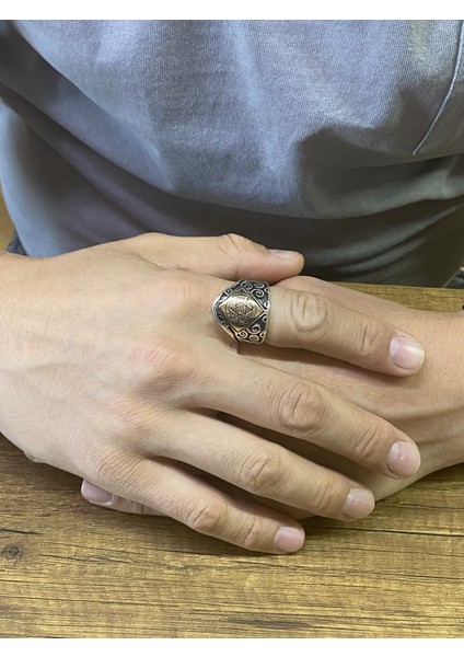 925 Ayar Gümüş Ayarlanabilir Süleyman Mührü Erkek Yüzük fırsatları
