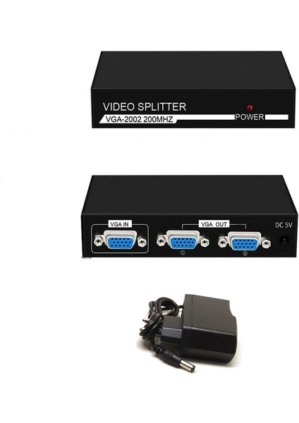 2 Port VGA Splitter Adaptör Destekli VGA Görüntü Çoklayıcı 15 Pin 2li VGA Çoğaltıcı 1 In 2 Out