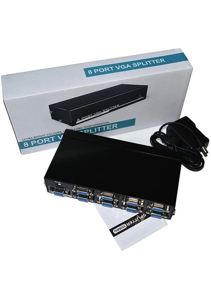 8 Port VGA Splitter Adaptör Destekli VGA Görüntü Çoklayıcı 15 Pin 8li VGA Çoğaltıcı 1 In 8 Out