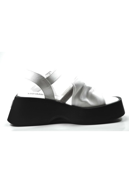Özgençshoes 311 Hakiki Deri Siyah & Beyaz & Yeşil Kalın Taban Kadın Sandalet modelleri